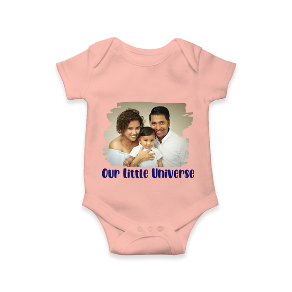 Our Little Universe Romper/Onesie | Custom Family Romper/Onesie Celebrating Your Little World - PEACH - New Born (Chest 14")