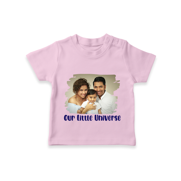 Our Little Universe T-shirt | Custom Family T-shirt Celebrating Your Little World - BABY PINK - 0-5 Months Old (Chest 17")