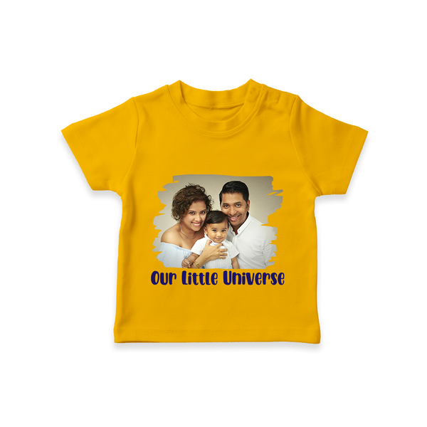 Our Little Universe T-shirt | Custom Family T-shirt Celebrating Your Little World - CHROME YELLOW - 0-5 Months Old (Chest 17")