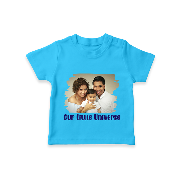 Our Little Universe T-shirt | Custom Family T-shirt Celebrating Your Little World - SKY BLUE - 0-5 Months Old (Chest 17")