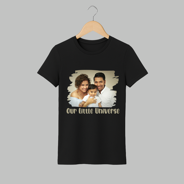 Our Little Universe Adult Tshirt | Custom Family Adult Tshirt Celebrating Your Little World - BLACK - S (Chest 19")