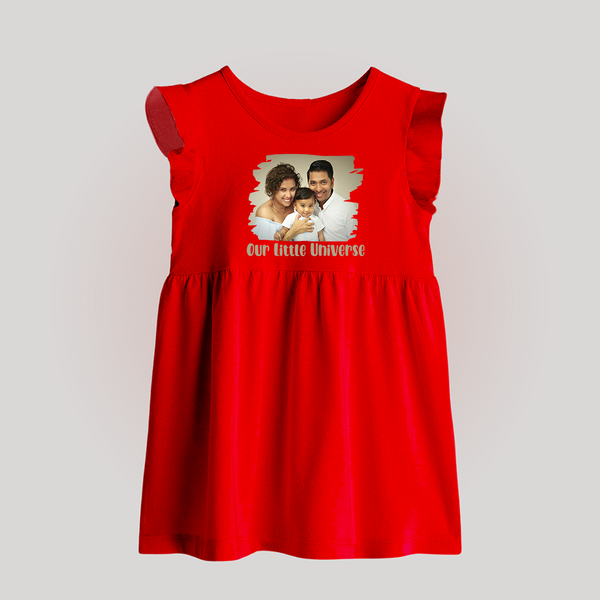 Our Little Universe Baby Frock | Custom Family Baby Frock Celebrating Your Little World - RED - 0 - 3 Months Old (Chest 17")