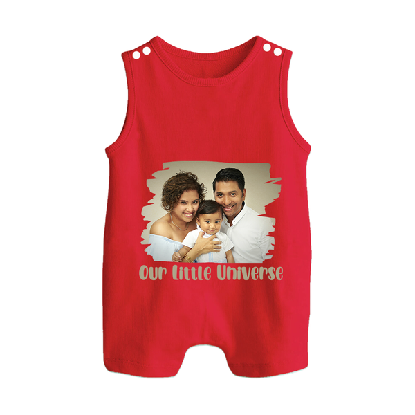 Our Little Universe Romper suit/Sleeveless Romper | Custom Family Romper suit/Sleeveless Romper Celebrating Your Little World - RED - 0 - 5 Months Old (Chest 18")