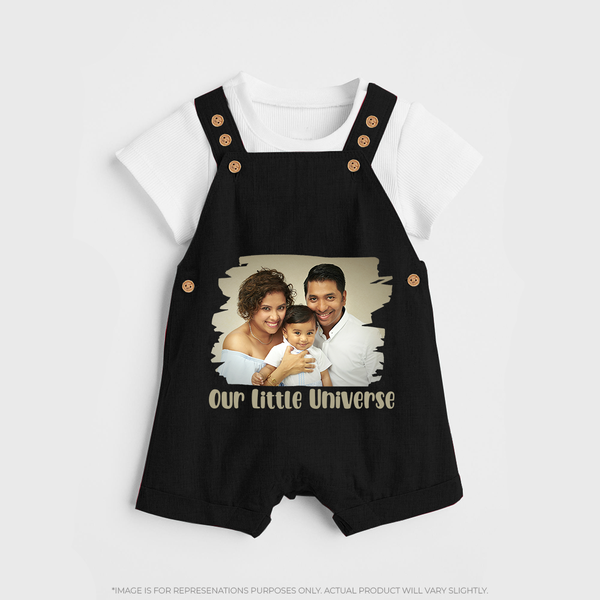 Our Little Universe Dungaree Set | Custom Family Dungaree Set Celebrating Your Little World - BLACK - 0 - 5 Months Old (Chest 18")