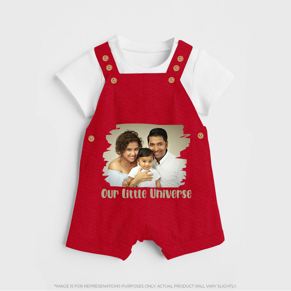 Our Little Universe Dungaree Set | Custom Family Dungaree Set Celebrating Your Little World - RED - 0 - 5 Months Old (Chest 18")