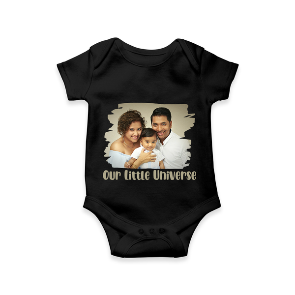 Our Little Universe Romper/Onesie | Custom Family Romper/Onesie Celebrating Your Little World - BLACK - New Born (Chest 14")