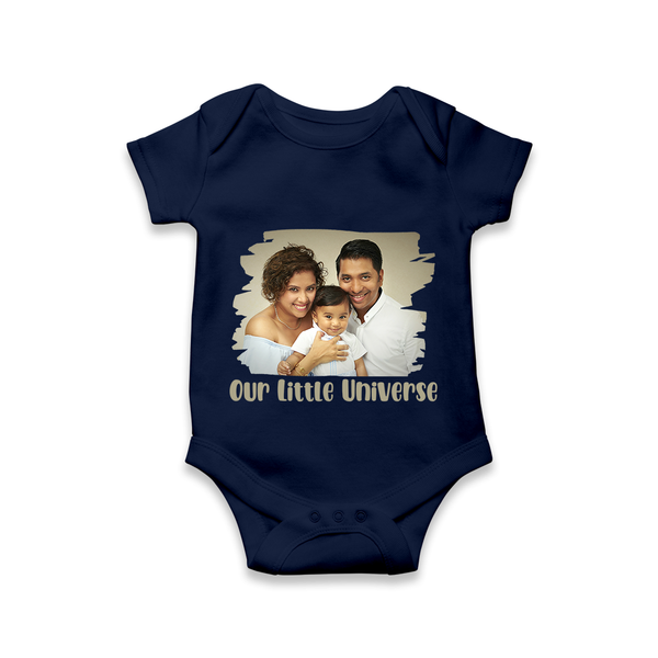 Our Little Universe Romper/Onesie | Custom Family Romper/Onesie Celebrating Your Little World - NAVY BLUE - New Born (Chest 14")