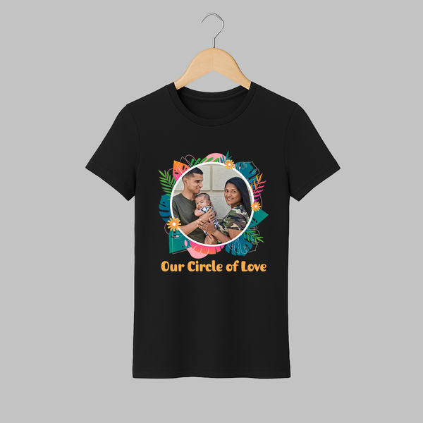 Our Circle of Love Adult Tshirt | Personalized Family Adult Tshirt for Bonded Families - BLACK - S (Chest 19")