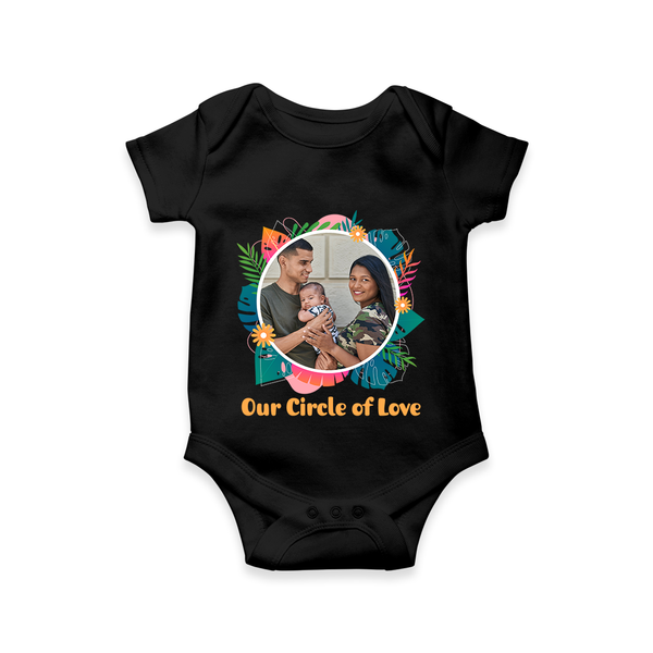 Our Circle of Love Romper/Onesie | Personalized Family Romper/Onesie for Bonded Families - BLACK - New Born (Chest 14")