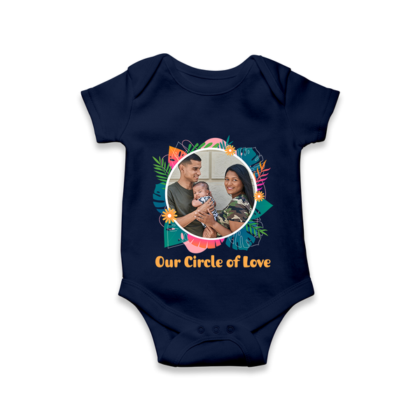 Our Circle of Love Romper/Onesie | Personalized Family Romper/Onesie for Bonded Families - NAVY BLUE - New Born (Chest 14")