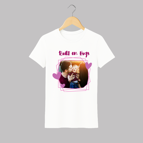 Built on Hugs Adult Tshirt | Custom Family Adult Tshirt for Love and Warmth - WHITE - S (Chest 19")
