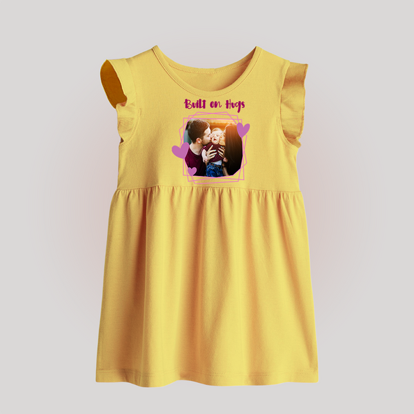 Built on Hugs Baby Frock | Custom Family Baby Frock for Love and Warmth - PASTEL YELLOW - 0 - 3 Months Old (Chest 17")
