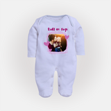 Built on Hugs Sleep suit/full sleeve body suit | Custom Family Sleep suit/full sleeve body suit for Love and Warmth - BABY BLUE - New Born (Chest 7.5")
