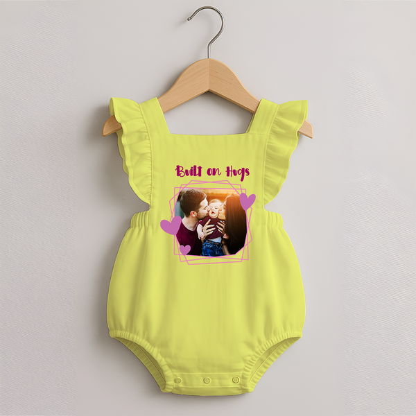 Built on Hugs Romper Frock | Custom Family Romper Frock for Love and Warmth - PASTEL YELLOW - 0 - 3 Months Old (Chest 19")