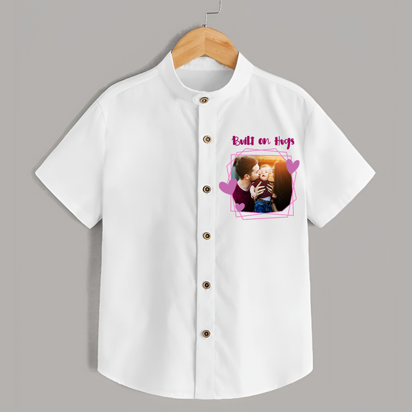 Built on Hugs Shirt | Custom Family Shirt for Love and Warmth - WHITE - 0 - 6 Months Old (Chest 23")