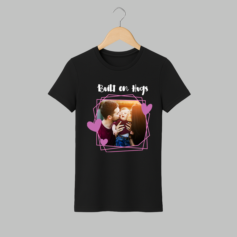 Built on Hugs Adult Tshirt | Custom Family Adult Tshirt for Love and Warmth - BLACK - S (Chest 19")