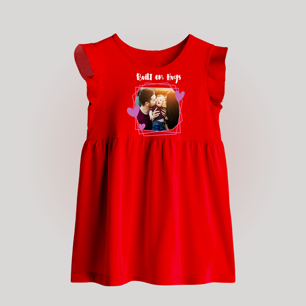 Built on Hugs Baby Frock | Custom Family Baby Frock for Love and Warmth - RED - 0 - 3 Months Old (Chest 17")