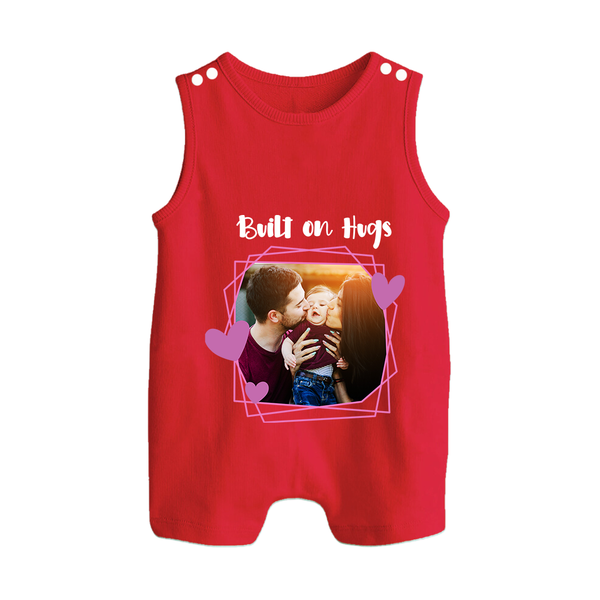 Built on Hugs Romper suit/Sleeveless Romper | Custom Family Romper suit/Sleeveless Romper for Love and Warmth - RED - 0 - 5 Months Old (Chest 18")