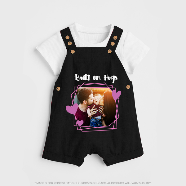 Built on Hugs Dungaree Set | Custom Family Dungaree Set for Love and Warmth - BLACK - 0 - 5 Months Old (Chest 18")