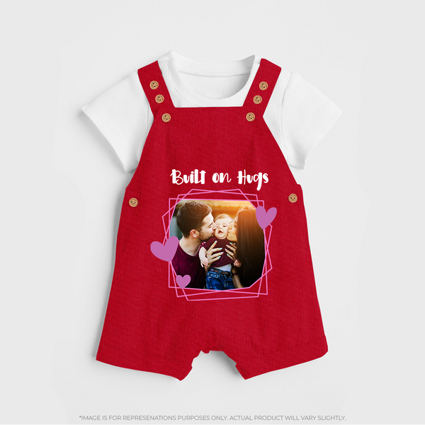 Built on Hugs Dungaree Set | Custom Family Dungaree Set for Love and Warmth - RED - 0 - 5 Months Old (Chest 18")