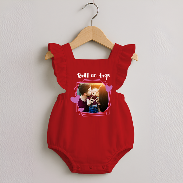 Built on Hugs Romper Frock | Custom Family Romper Frock for Love and Warmth - RED - 0 - 3 Months Old (Chest 19")