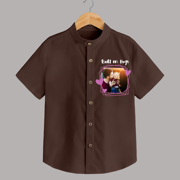 Built on Hugs Shirt | Custom Family Shirt for Love and Warmth - CHOCOLATE BROWN - 0 - 6 Months Old (Chest 23")