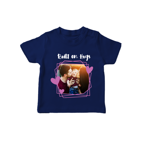 Built on Hugs T-shirt | Custom Family T-shirt for Love and Warmth - NAVY BLUE - 0-5 Months Old (Chest 17")