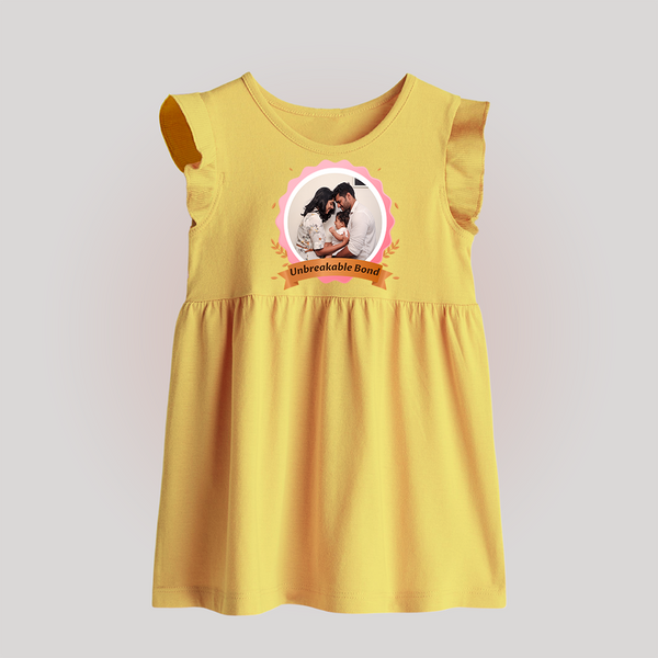 Unbreakable Bond Baby Frock | Personalized Family Baby Frock for Strong Connections - PASTEL YELLOW - 0 - 3 Months Old (Chest 17")