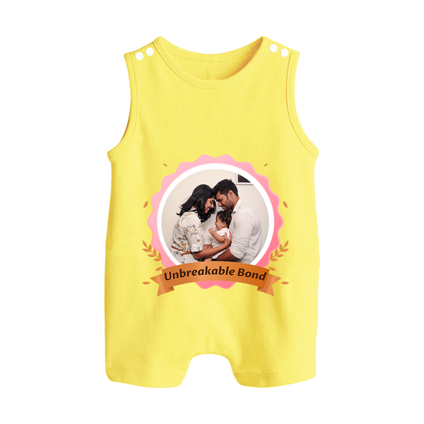 Unbreakable Bond Romper suit/Sleeveless Romper | Personalized Family Romper suit/Sleeveless Romper for Strong Connections - PASTEL YELLOW - 0 - 5 Months Old (Chest 18")