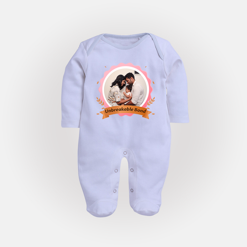 Unbreakable Bond Sleep suit/full sleeve body suit | Personalized Family Sleep suit/full sleeve body suit for Strong Connections - BABY BLUE - New Born (Chest 7.5")