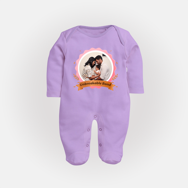 Unbreakable Bond Sleep suit/full sleeve body suit | Personalized Family Sleep suit/full sleeve body suit for Strong Connections - LILAC - New Born (Chest 7.5")
