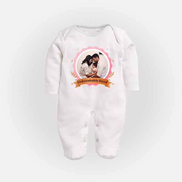 Unbreakable Bond Sleep suit/full sleeve body suit | Personalized Family Sleep suit/full sleeve body suit for Strong Connections - WHITE - New Born (Chest 7.5")