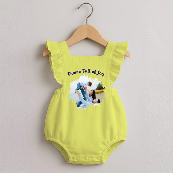 Frame Full of Joy Romper Frock | Custom Family Romper Frock for Cherished Moments - PASTEL YELLOW - 0 - 3 Months Old (Chest 19")