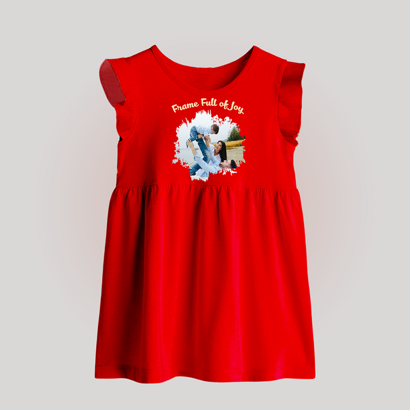 Frame Full of Joy Baby Frock | Custom Family Baby Frock for Cherished Moments - RED - 0 - 3 Months Old (Chest 17")