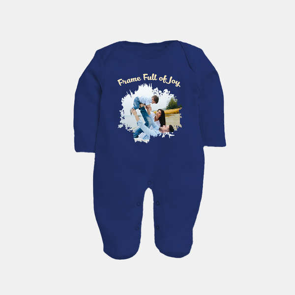 Frame Full of Joy Sleep suit/full sleeve body suit | Custom Family Sleep suit/full sleeve body suit for Cherished Moments - NAVY BLUE - New Born (Chest 7.5")