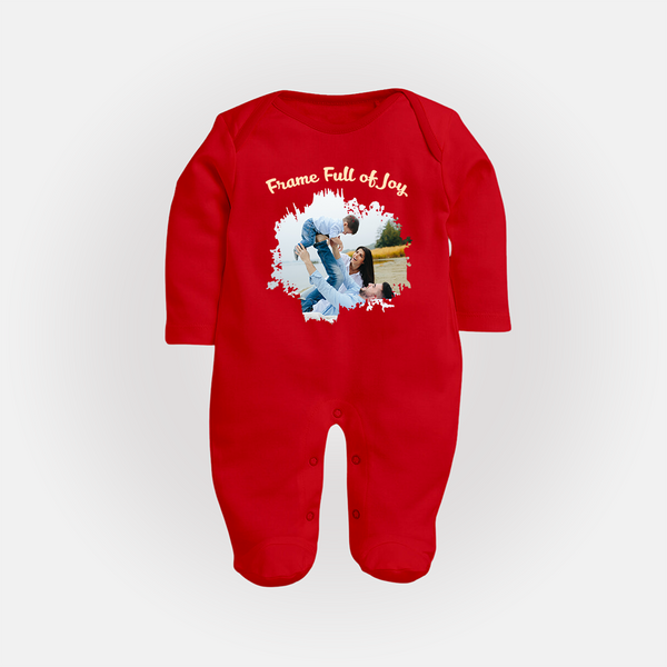 Frame Full of Joy Sleep suit/full sleeve body suit | Custom Family Sleep suit/full sleeve body suit for Cherished Moments - RED - New Born (Chest 7.5")