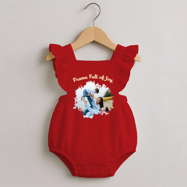 Frame Full of Joy Romper Frock | Custom Family Romper Frock for Cherished Moments - RED - 0 - 3 Months Old (Chest 19")