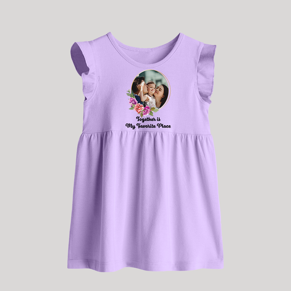 Together is My Favourite Place Baby Frock | Personalized Family Baby Frock for Unity - LILAC - 0 - 3 Months Old (Chest 17")