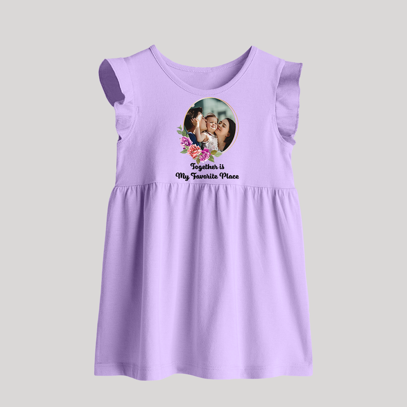 Together is My Favourite Place Baby Frock | Personalized Family Baby Frock for Unity - LILAC - 0 - 3 Months Old (Chest 17")