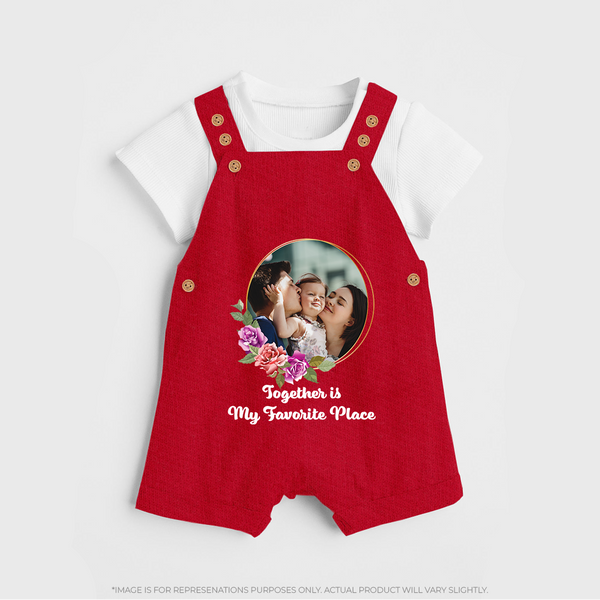 Together is My Favourite Place Dungaree Set | Personalized Family Dungaree Set for Unity - RED - 0 - 5 Months Old (Chest 18")