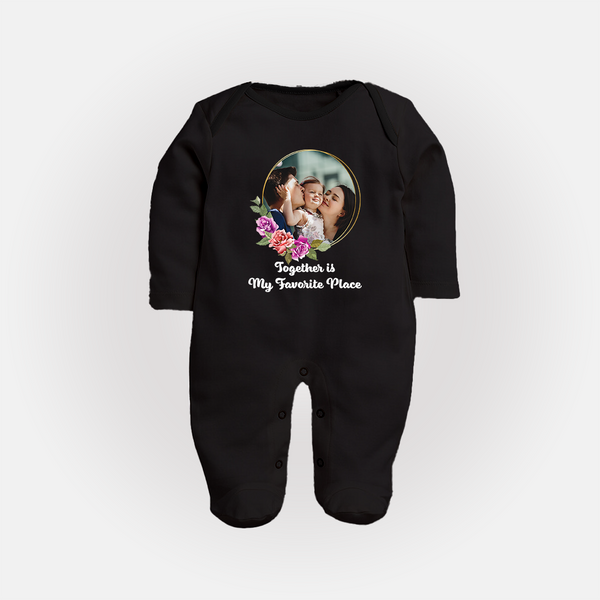 Together is My Favourite Place Sleep suit/full sleeve body suit | Personalized Family Sleep suit/full sleeve body suit for Unity - BLACK - New Born (Chest 7.5")