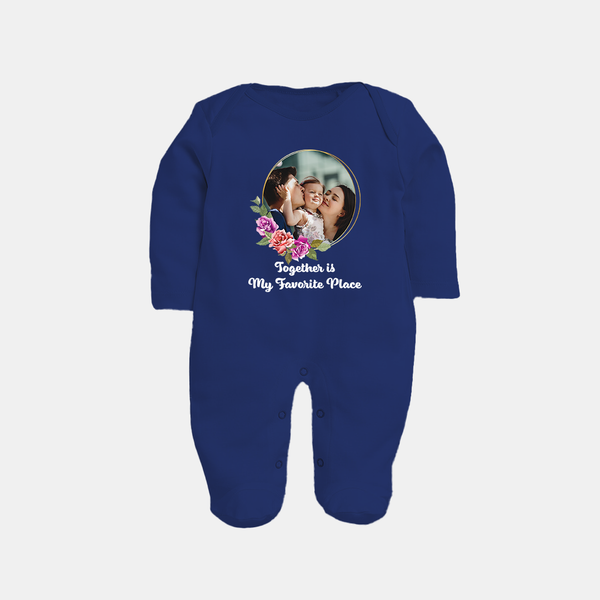 Together is My Favourite Place Sleep suit/full sleeve body suit | Personalized Family Sleep suit/full sleeve body suit for Unity - NAVY BLUE - New Born (Chest 7.5")