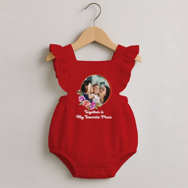 Together is My Favourite Place Romper Frock | Personalized Family Romper Frock for Unity - RED - 0 - 3 Months Old (Chest 19")