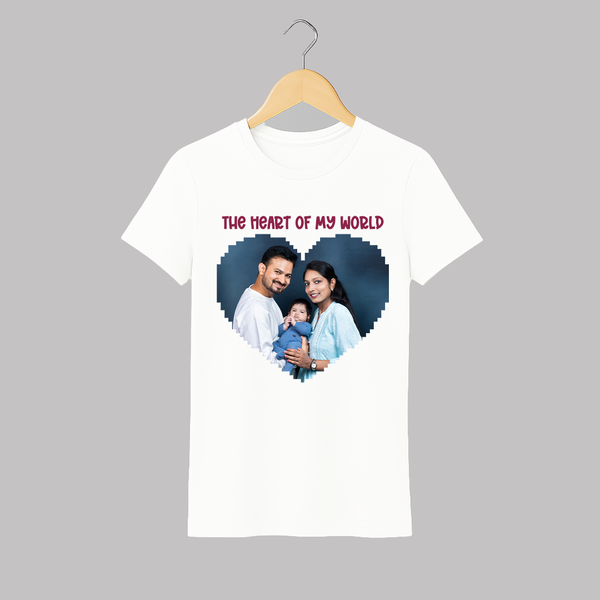 The Heart of My World Adult Tshirt | Custom Family Adult Tshirt for Loved Ones - WHITE - S (Chest 19")