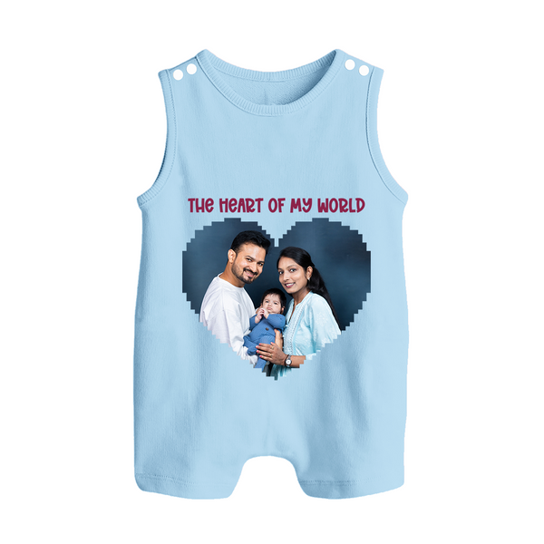 The Heart of My World Romper suit/Sleeveless Romper | Custom Family Romper suit/Sleeveless Romper for Loved Ones - BABY BLUE - 0 - 5 Months Old (Chest 18")