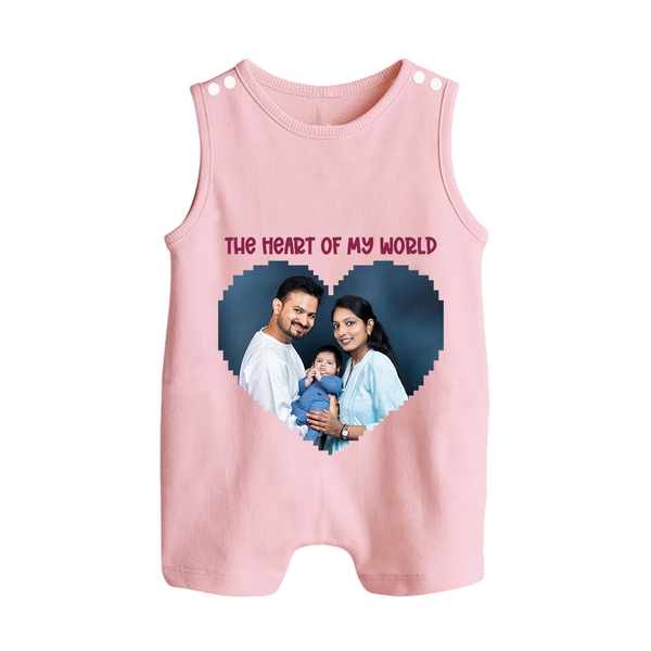 The Heart of My World Romper suit/Sleeveless Romper | Custom Family Romper suit/Sleeveless Romper for Loved Ones - BABY PINK - 0 - 5 Months Old (Chest 18")