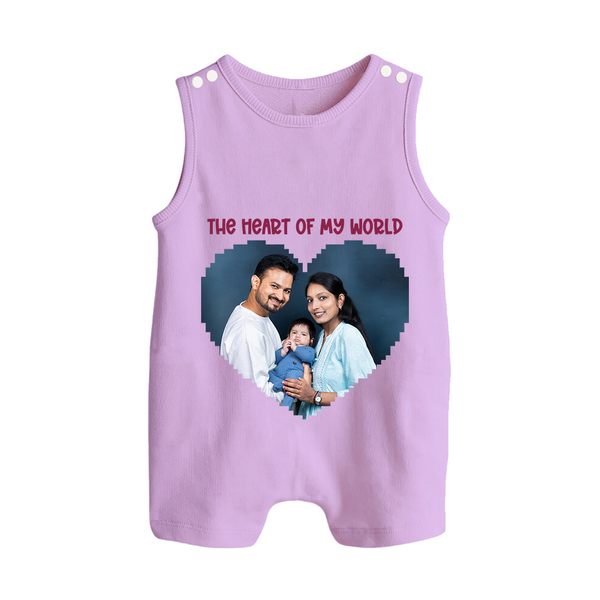 The Heart of My World Romper suit/Sleeveless Romper | Custom Family Romper suit/Sleeveless Romper for Loved Ones - LILAC - 0 - 5 Months Old (Chest 18")