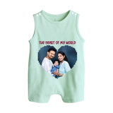 The Heart of My World Romper suit/Sleeveless Romper | Custom Family Romper suit/Sleeveless Romper for Loved Ones - MINT GREEN - 0 - 5 Months Old (Chest 18")