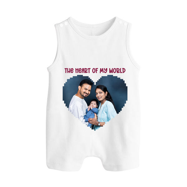 The Heart of My World Romper suit/Sleeveless Romper | Custom Family Romper suit/Sleeveless Romper for Loved Ones - WHITE - 0 - 5 Months Old (Chest 18")
