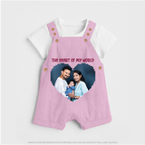 The Heart of My World Dungaree Set | Custom Family Dungaree Set for Loved Ones - BABY PINK - 0 - 5 Months Old (Chest 18")